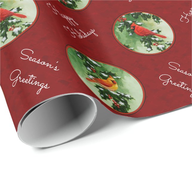 Papier Cadeau Cardinaux masculins et féminins rouge (Coin rond)