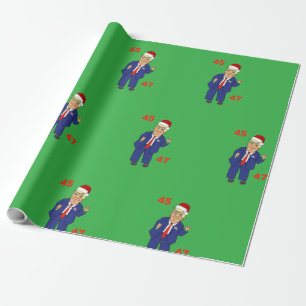 Papier Cadeau Caricature Danser Trump-Santa Hat Envelopper Papie