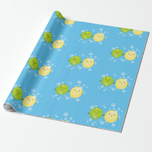 Papier Cadeau Caricature de chaux de citron joyeux
