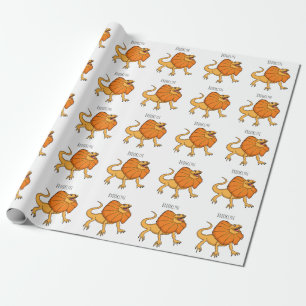 Papier Cadeau Caricature de lézard à col frisé orange