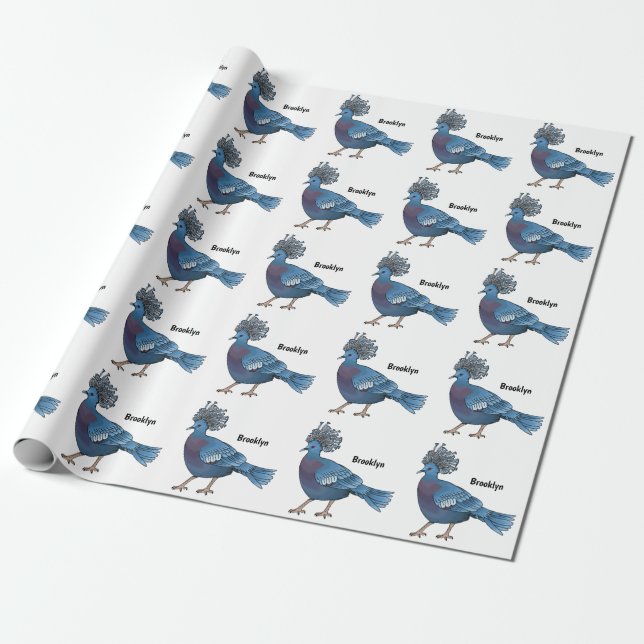 Papier Cadeau Caricature de l'oiseau pigeon couronné Victoria (Déroulé)