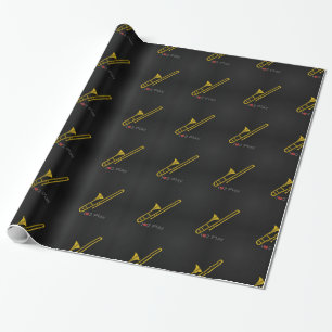 Papier Cadeau Caricature de musique Trombone Papier