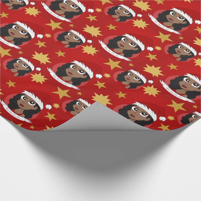Papier Cadeau Caricature de Noël pour la jeune femme (Coin)