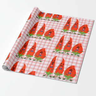 Papier Cadeau Caricature de piments chantants mignons