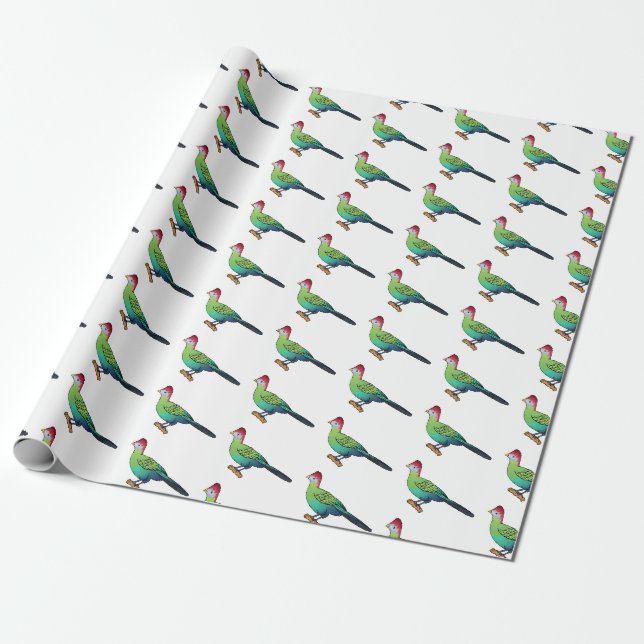 Papier Cadeau Caricature de turaco à crête rouge (Déroulé)