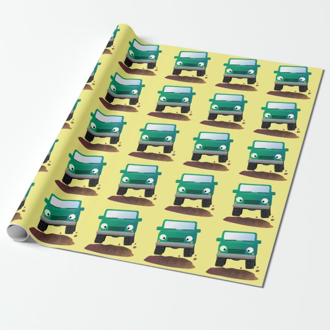 Papier Cadeau Caricature de voiture 4 X4 hors route (Déroulé)