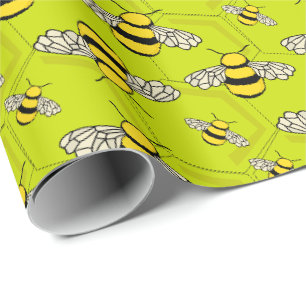 Papier Cadeau Caricature des abeilles sur Beehive mignonne
