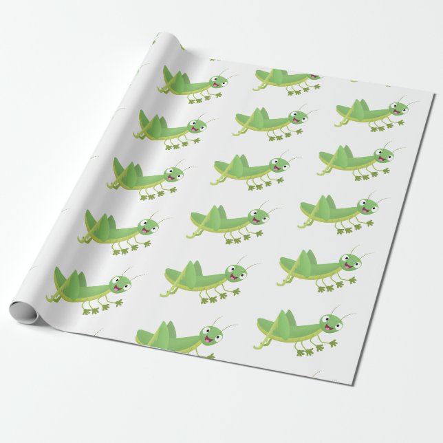 Papier Cadeau Caricature d'une pâtisserie joyeux verte (Déroulé)