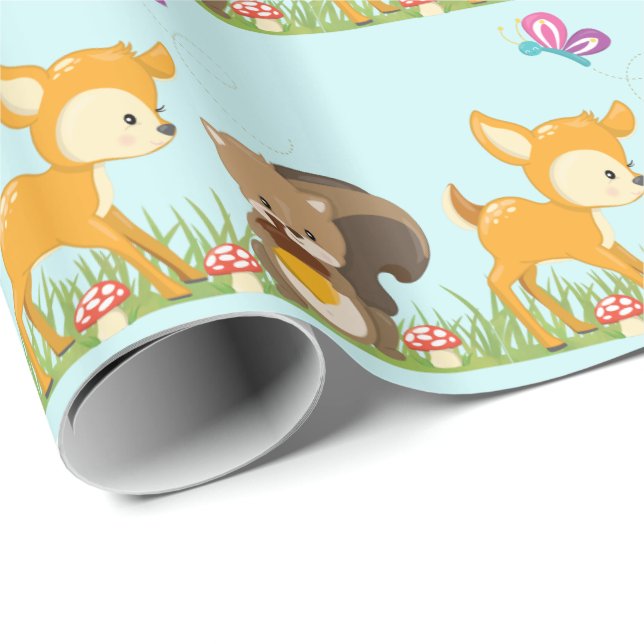 Papier Cadeau Caricature en bois mignon (Coin rond)