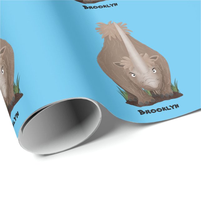 Papier Cadeau Caricature en élasmère de rhinocéros laineux (Coin rond)