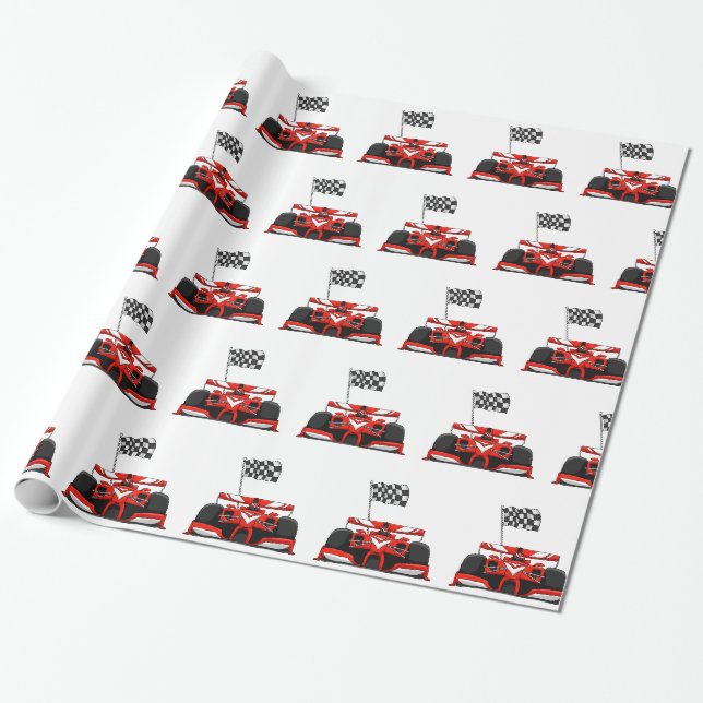Papier Cadeau Caricature extrême de la voiture de course|Choisir (Déroulé)