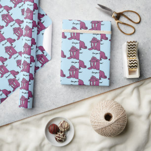 Papier Cadeau Caricature mignonne de Walrus mauve, nature océani