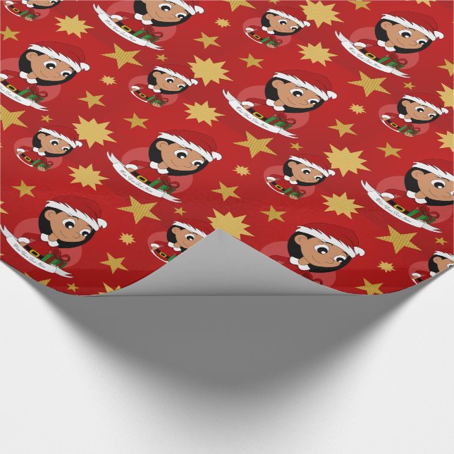 Papier Cadeau Caricature personnalisée pour fille de Noël (Coin)
