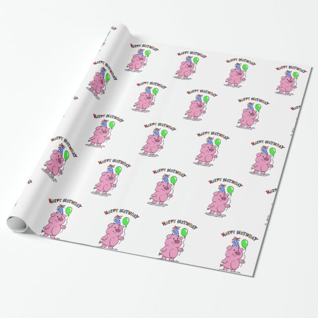 Papier Cadeau Caricature pour porc | choisir la couleur arrière  (Déroulé)
