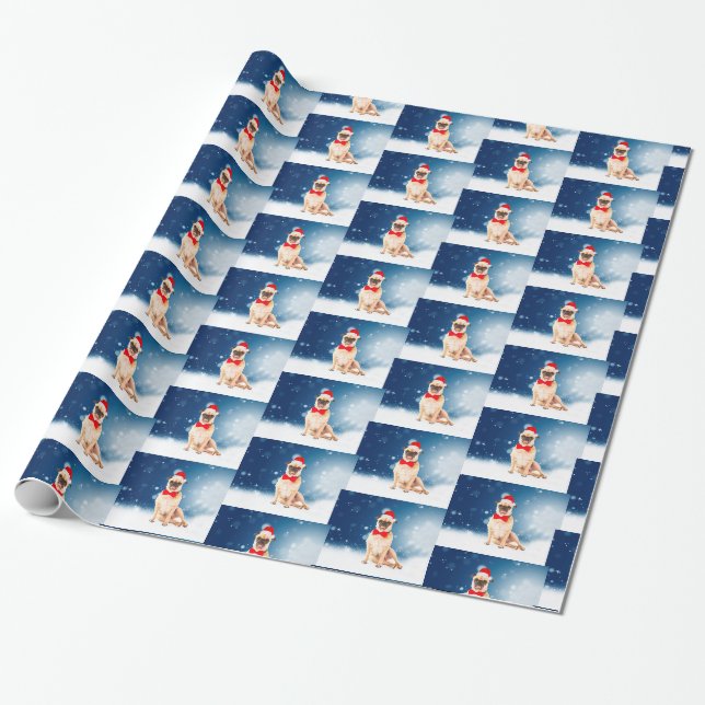 Papier Cadeau Carlin avec Noël Santa Hat (Déroulé)