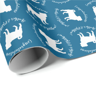 Papier Cadeau Carlin Chien Baby shower Chien bleu Chiot garçon