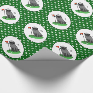 Papier Cadeau Carlin de golf Jouer Golf (noir) mignon chien drôl