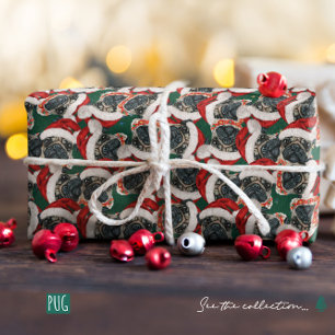 Papier Cadeau Carlin drôle Motif de Noël