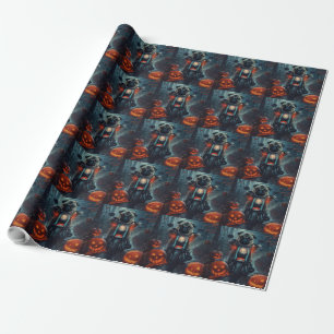 Papier Cadeau Carlin équitation moto Halloween effroi
