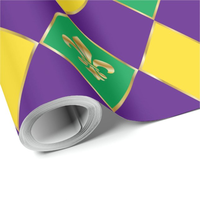 Papier Cadeau Carnaval de Mardi Gras Rhombus géométrique Fleur d (Coin rond)