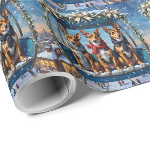 Papier Cadeau Carnaval de Noël Roue de Ferris Basenji Fêtes