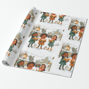 Papier Cadeau Caroleurs de Noël
