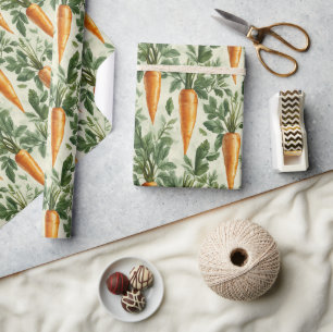 Papier Cadeau Carotte Motif Spring Jardin Découpage