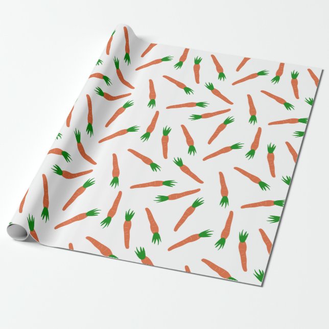 Papier Cadeau Carottes orange, verte et blanche (Déroulé)