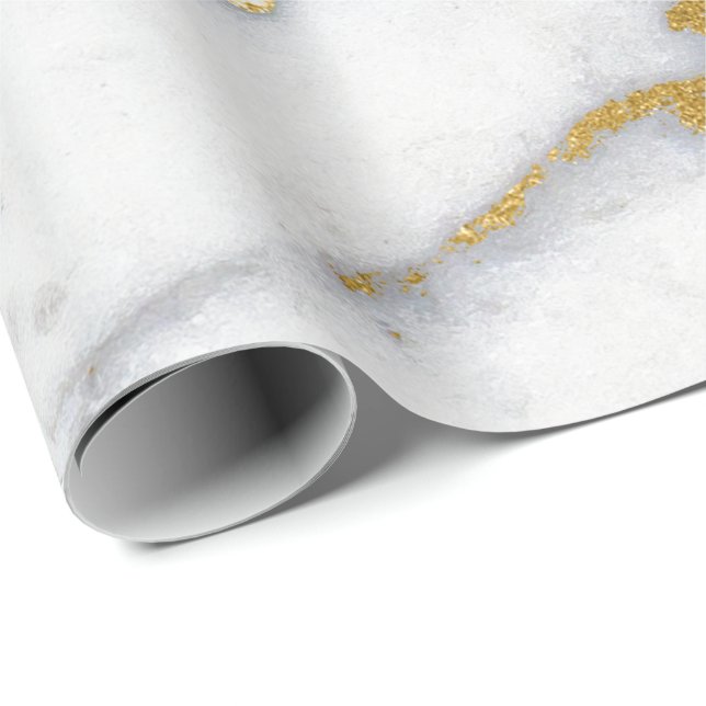 Papier Cadeau Carrara Marbre blanc Gris doré Gris Gris Brise min (Coin rond)
