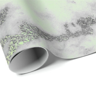 Papier Cadeau Carrara Marbre Mint vert gris argent minimal