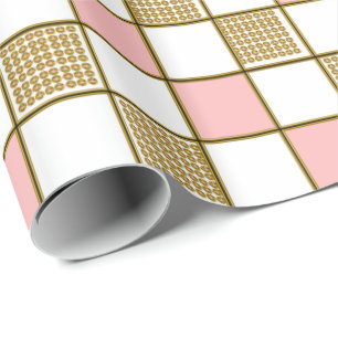 Papier Cadeau Carré de design or et rose vif papier d'enveloppem