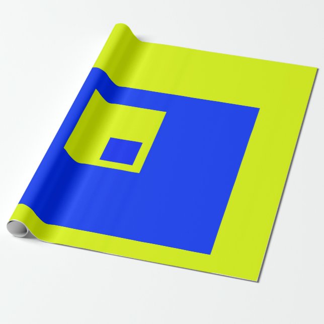 Papier Cadeau Carré jaune et bleu (Déroulé)