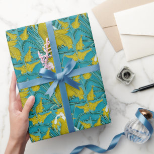 Papier Cadeau Carreau Art nouveau de Walter Crane Jonquille jaun