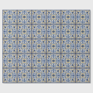 Papier Cadeau Carreau de motif bleu méditerranéen Céramique it