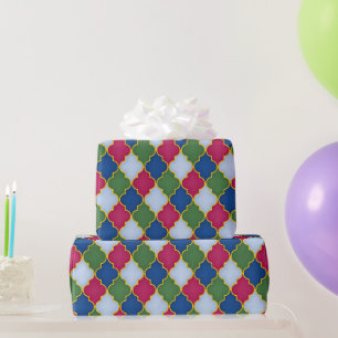 Papier Cadeau Carreau marocain bleu