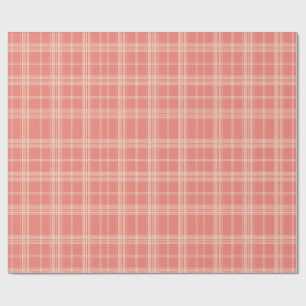 Papier Cadeau Carreaux Corail Doux
