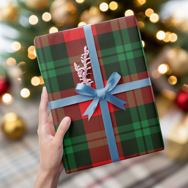 Papier Cadeau Carreaux de Buffalo à carreaux rouges et verts Noë (Red Green Plaid Buffalo Check Christmas Holiday Wrapping Paper)