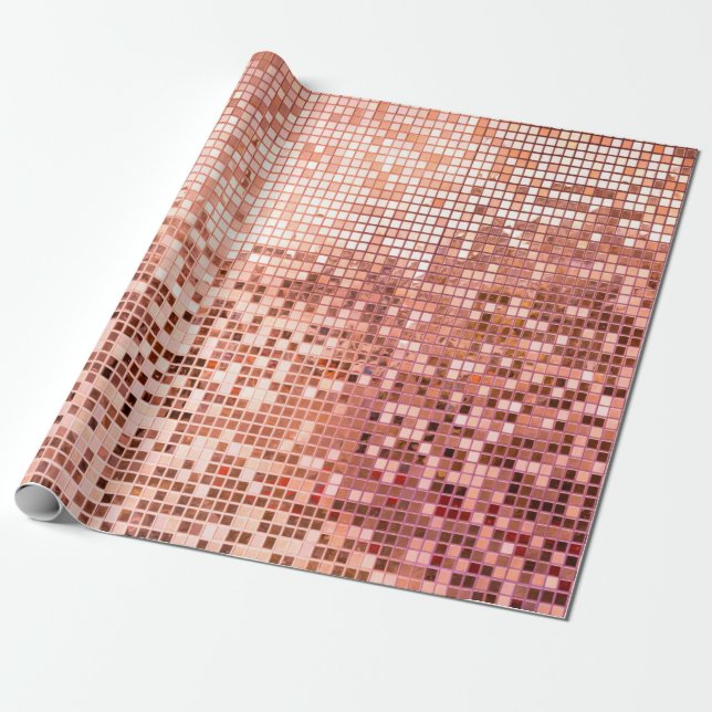 Papier Cadeau Carreaux de mosaïque carré rose rosé (Déroulé)