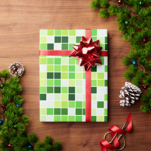 Papier Cadeau Carreaux de Piscine, Carreaux de Mosaïque Verts, M