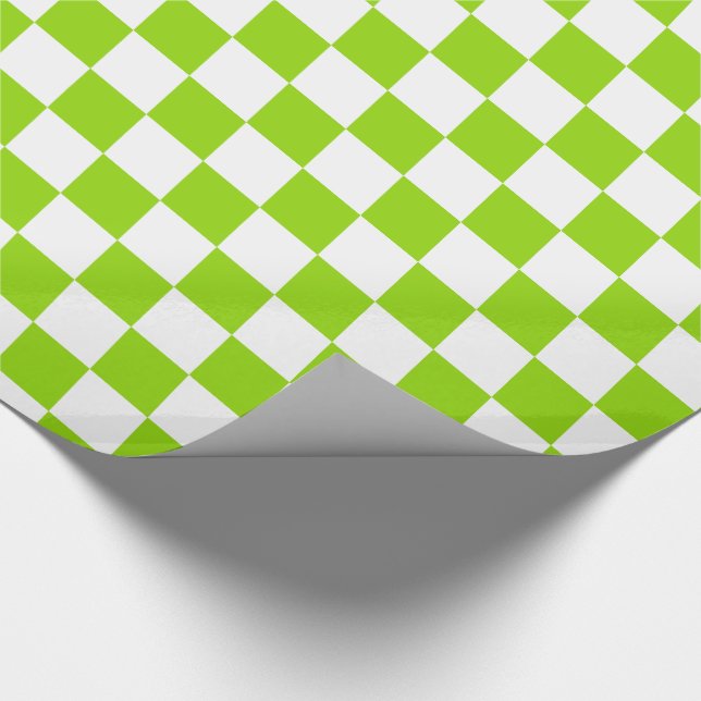 Papier Cadeau Carreaux de tableau blanc et vert citron (Coin)
