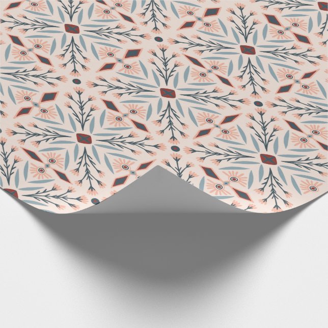 Papier Cadeau Carreaux Dolores FLoral motif rose (Coin)