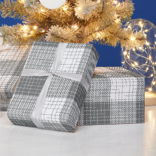 Papier Cadeau Carreaux Gris et Blanc à losanges et hachures 
