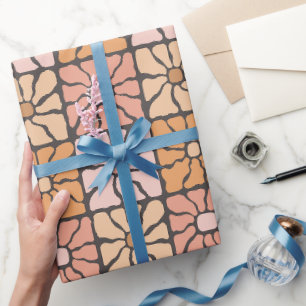 Papier Cadeau Carreaux Rétro Daisy