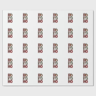 Papier Cadeau • Carreaux Rouges Rustiques Ho Ho Ho Père Noël Béb