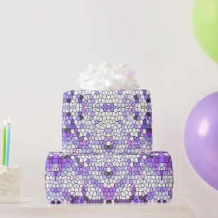 Papier Cadeau Carreaux violets - mosaïque, style grec,