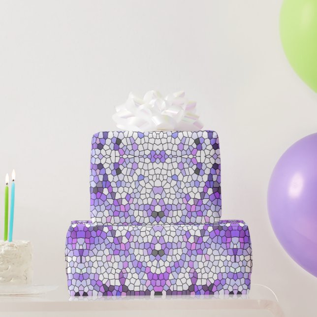 Papier Cadeau Carreaux violets - mosaïque, style grec, (Cadeaux de fête)