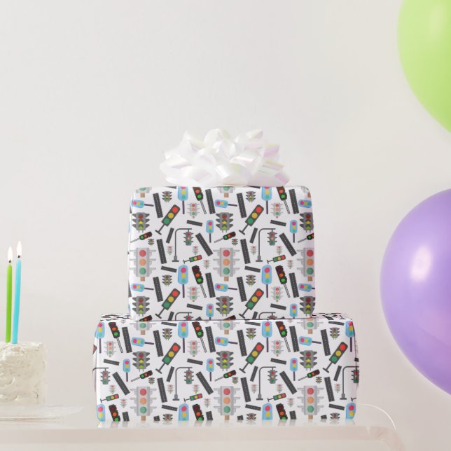 Papier Cadeau  carrelage de garçons feux de circulation routes t (Cadeaux de fête)