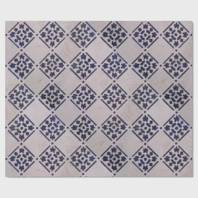 Papier Cadeau Carrelage Delft Bleu : Motif d'art néerlandais cla (Plat)