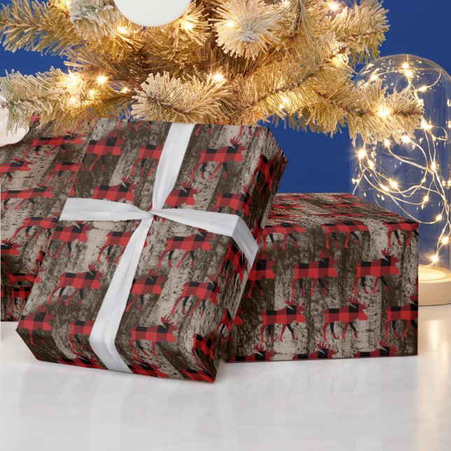 Papier Cadeau carrelage d'orignal rustique motif Noël (Vacances)