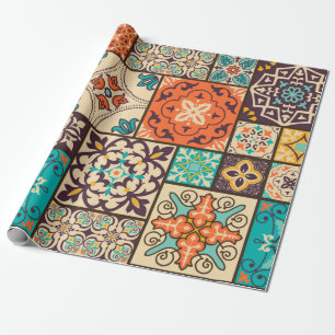 Papier Cadeau Carrelage en mosaïque colorée avec Islam, Arabi